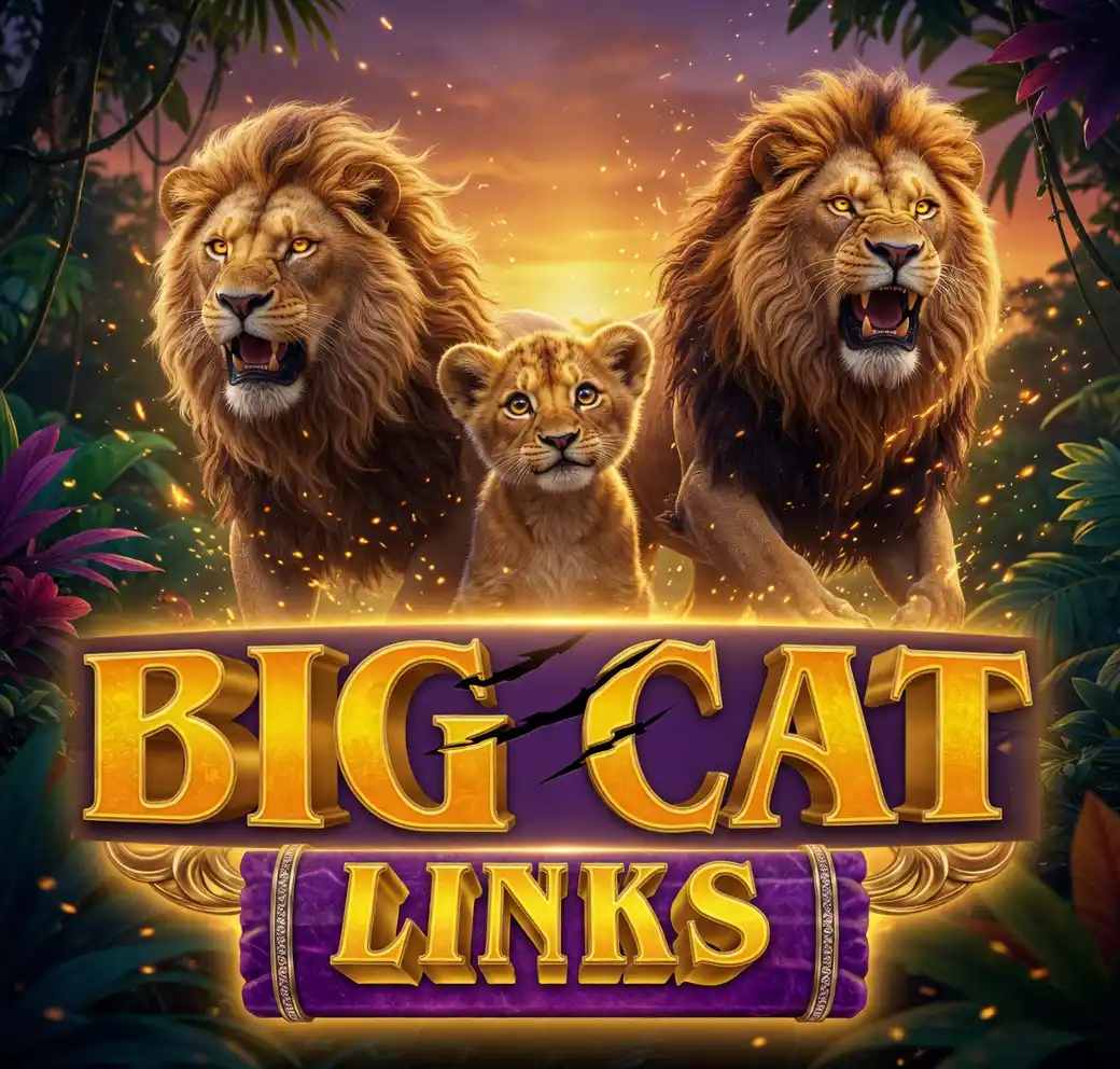 Big Cat Links pokie with lions at sunset