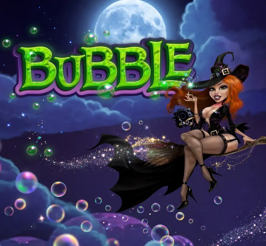 Bubble Bubble pokie with witch on broom