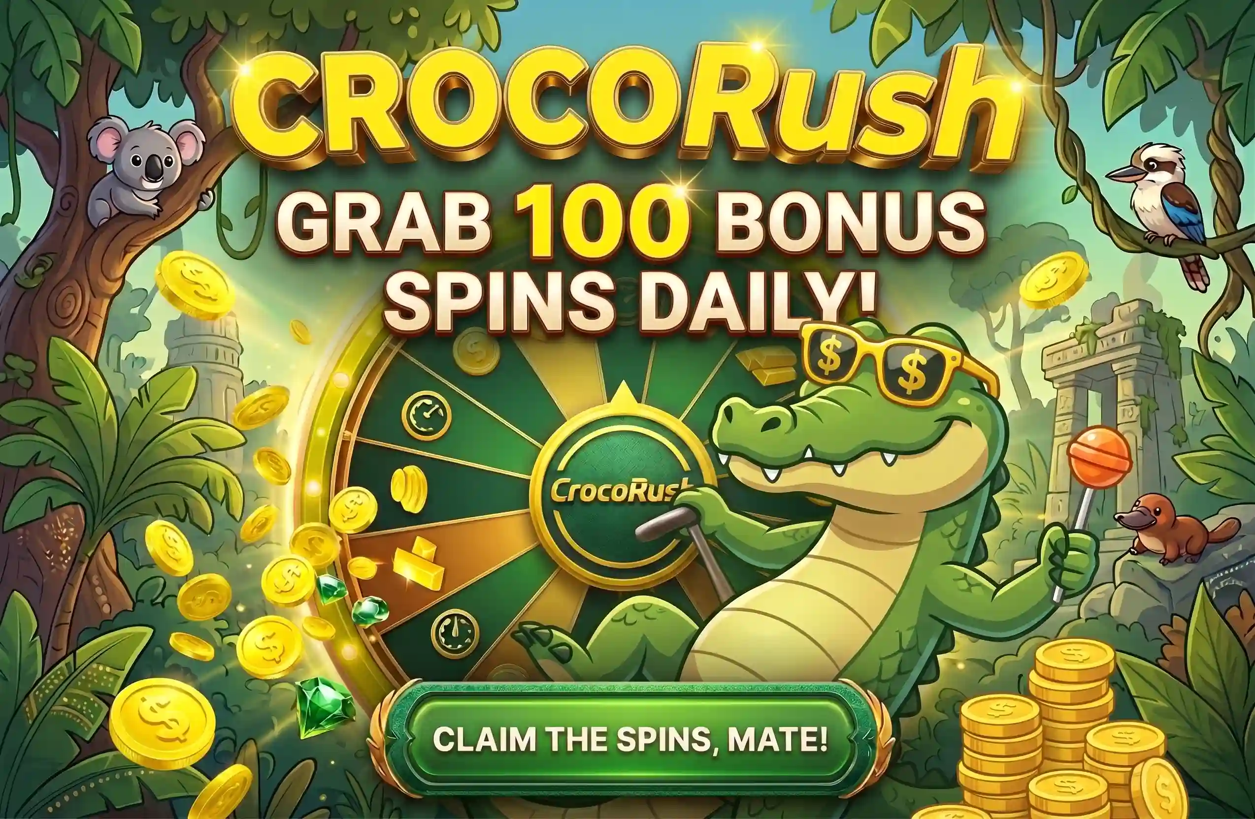 CrocoRush 100 daily bonus spins offer